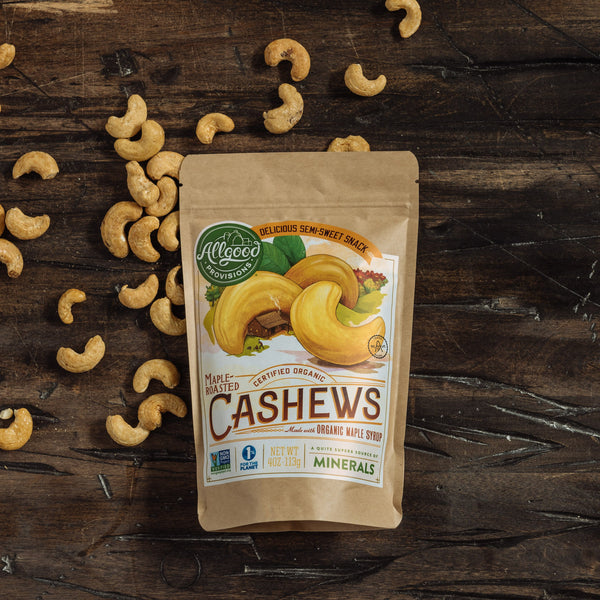 MAPLE ROASTED CASHEWS <div class="product-description"> Made with Organic Maple Syrup</div> - Allgood Provisions